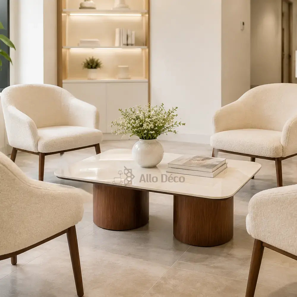 Table Basse MODENA Allodeco – Céramique & Placage Noyer