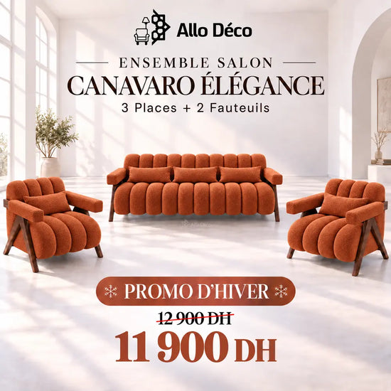 Ensemble Salon CANAVARO Élégance – 3 Places + 2 Fauteuils