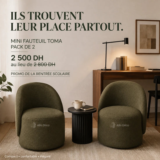 Pack 2 Mini Fauteuils TOMA Allodeco – Compacts & Élégants