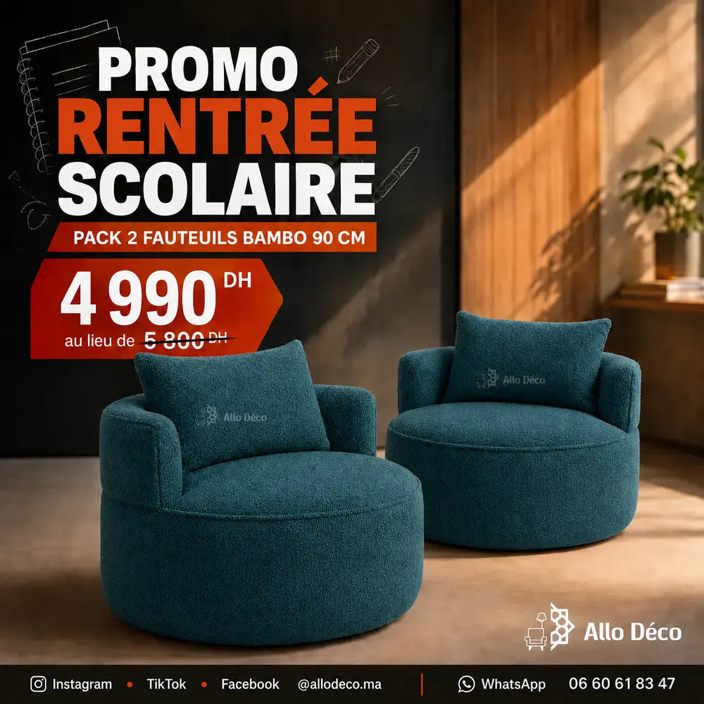 Pack 2 Fauteuils Bambo 90 cm Allodeco – Offre Promo