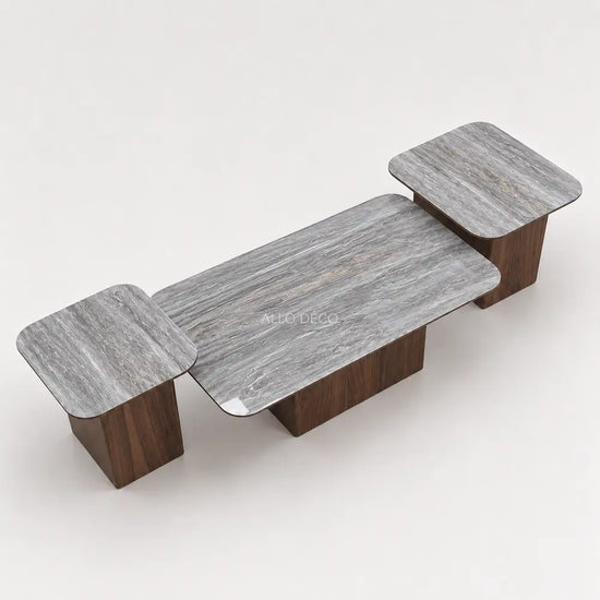 Trio de Tables Basses VARENZA Allodeco – Céramique & Noyer