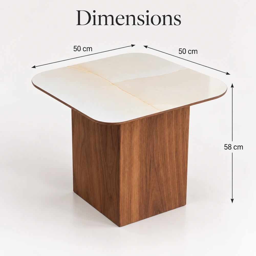 Table d'Appoint Céramique VARENZA 50 Allodeco – Finition Noyer