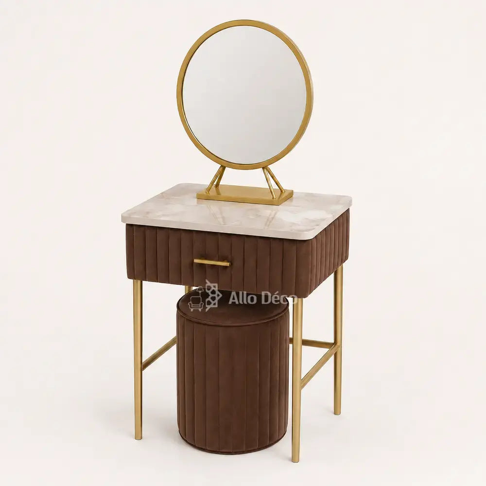 Mini Coiffeuse Princesse Allodeco – Compacte avec Miroir & Pouf