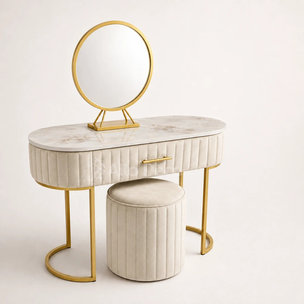 Pack Coiffeuse PRINCESSE Allodeco – Miroir + Tabouret Velours