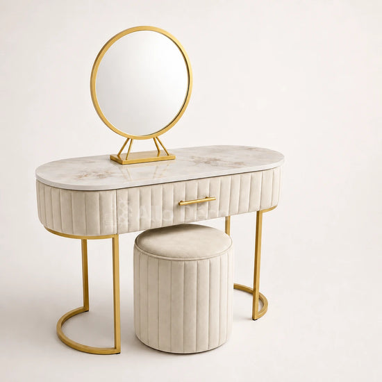 Pack Coiffeuse PRINCESSE Allodeco – Miroir + Tabouret Velours