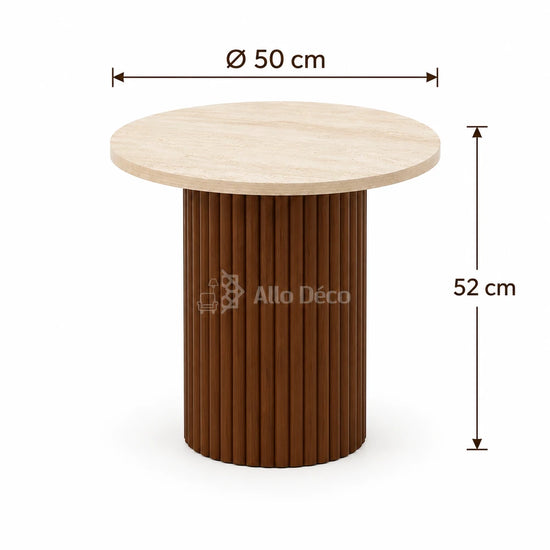 Table d’appoint BARDAGE Allodeco – Effet travertin Ø50 cm