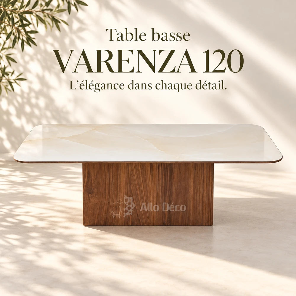Table Basse Céramique VARENZA 120 Allodeco – Finition Noyer