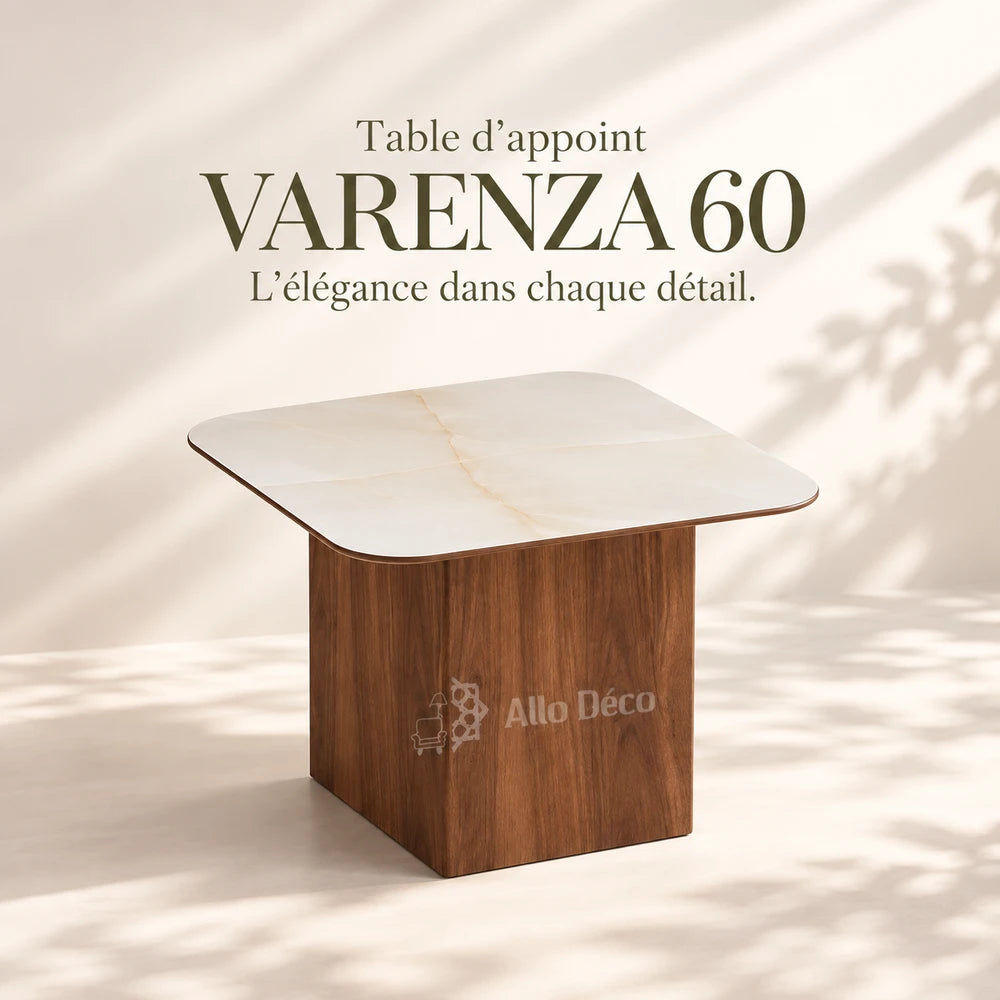 Table d'Appoint Céramique VARENZA 60 Allodeco – Finition Noyer