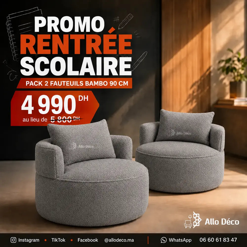 Pack 2 Fauteuils Bambo 90 cm Allodeco – Offre Promo