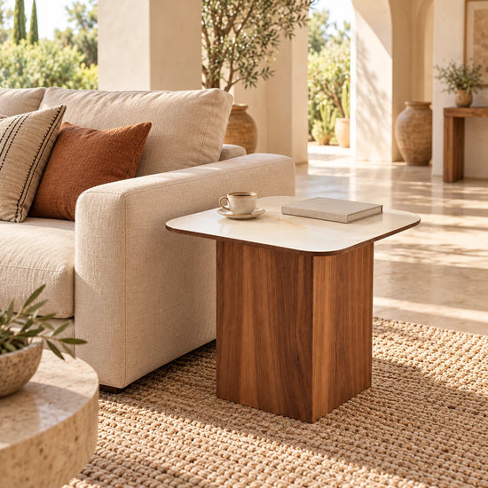 Table d'Appoint Céramique VARENZA 50 Allodeco – Finition Noyer