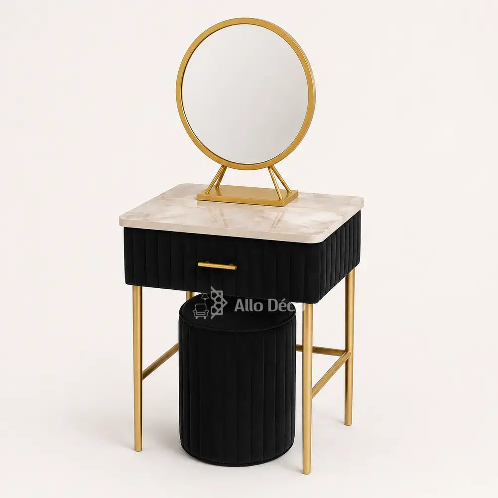 Mini Coiffeuse Princesse Allodeco – Compacte avec Miroir & Pouf