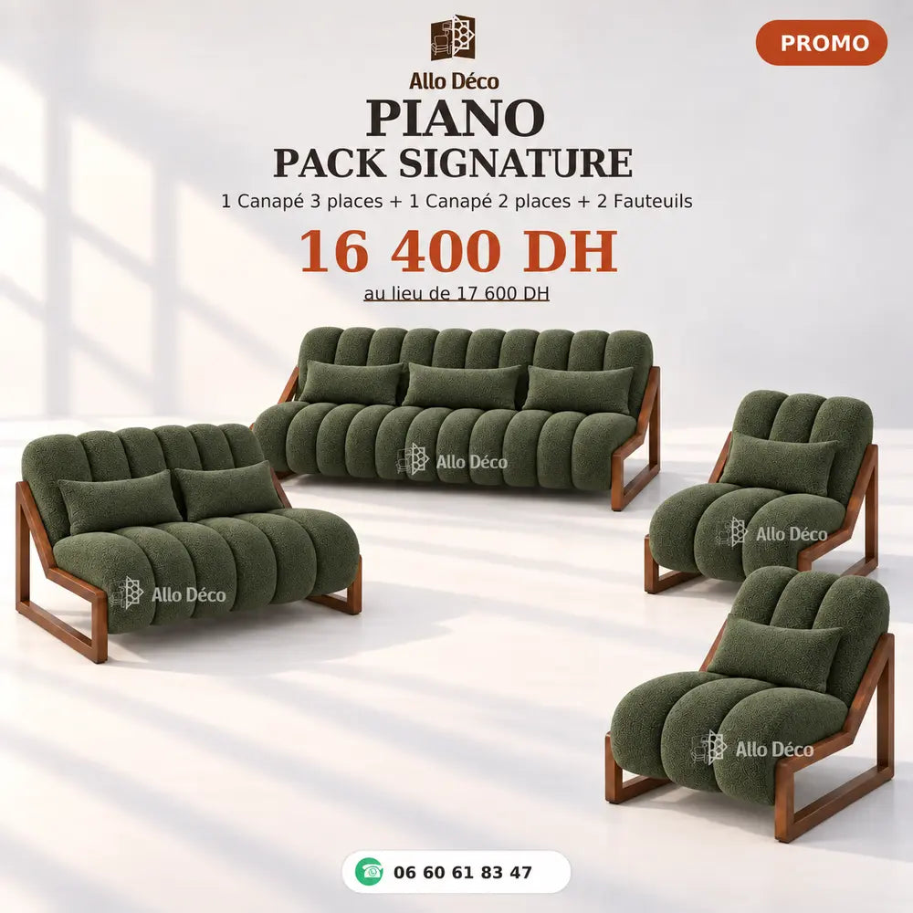 Pack PIANO Signature Allodeco – Salon Complet 7 Places