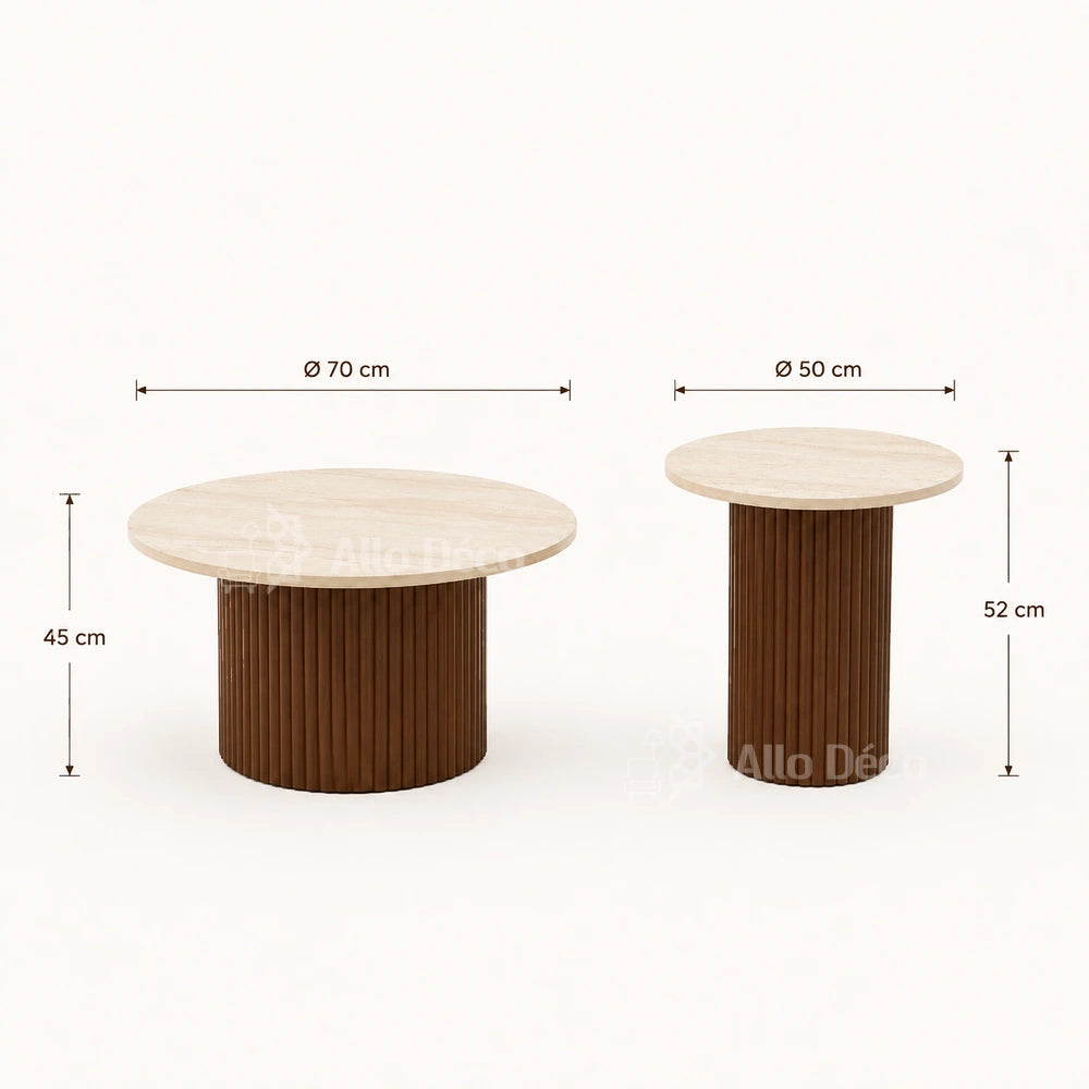 Duo Tables Basses Bardage Allodeco – Bois & Effet Travertin