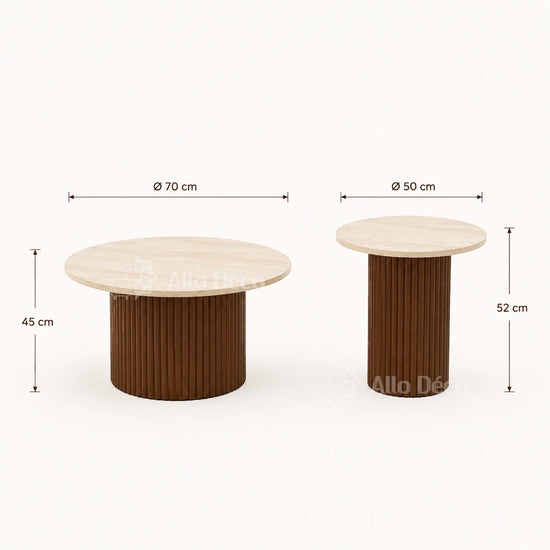 Duo Tables Basses Bardage Allodeco – Bois & Effet Travertin