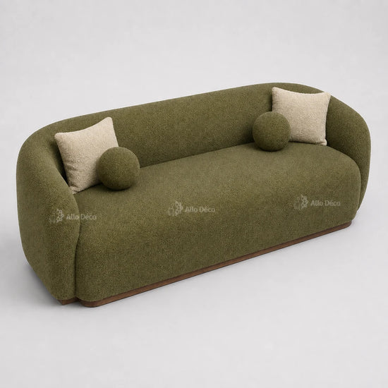 Canapé Milano Allodeco – 3 Places en Bouclette, Confort Premium & Design Sculptural