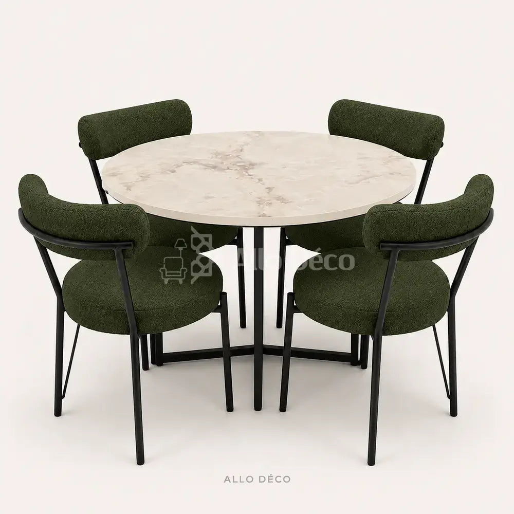 Pack Salle à Manger SEBAGO Allodeco – Table Ø100 + 4 Chaises