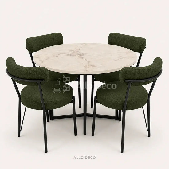 Pack Salle à Manger SEBAGO Allodeco – Table Ø100 + 4 Chaises