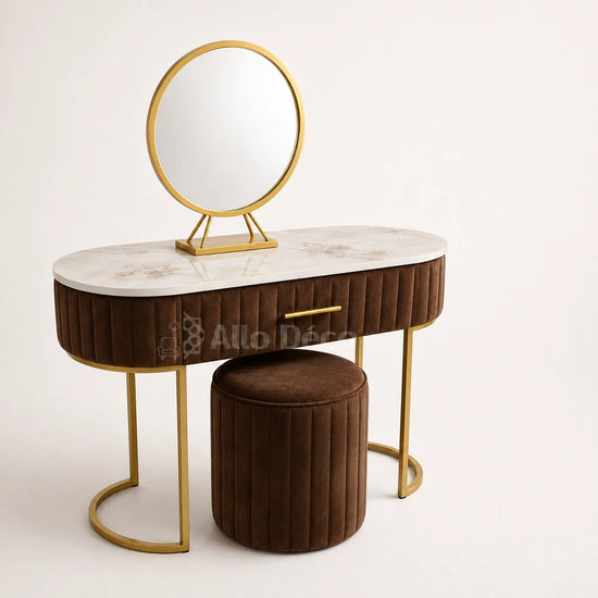 Pack Coiffeuse PRINCESSE Allodeco – Miroir + Tabouret Velours