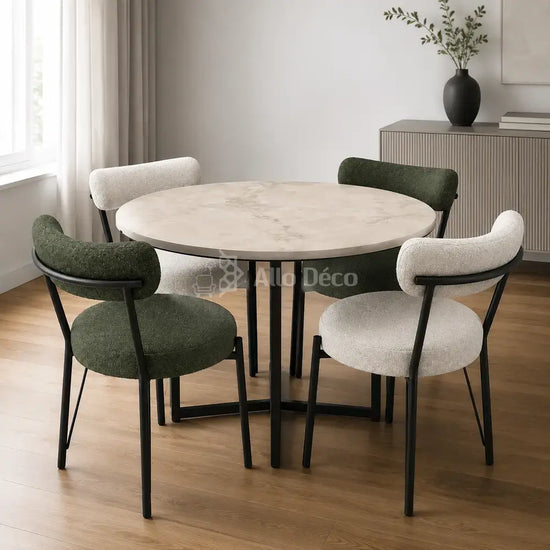 Pack Salle à Manger SEBAGO Allodeco – Table Ø100 + 4 Chaises