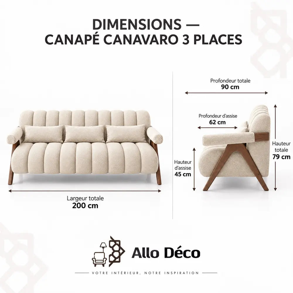 Canapé CANAVARO 3 Places Allodeco – Design Contemporain