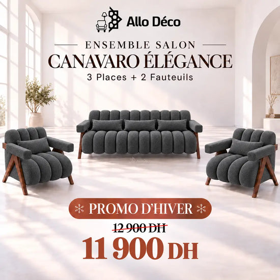 Ensemble Salon CANAVARO Élégance – 3 Places + 2 Fauteuils
