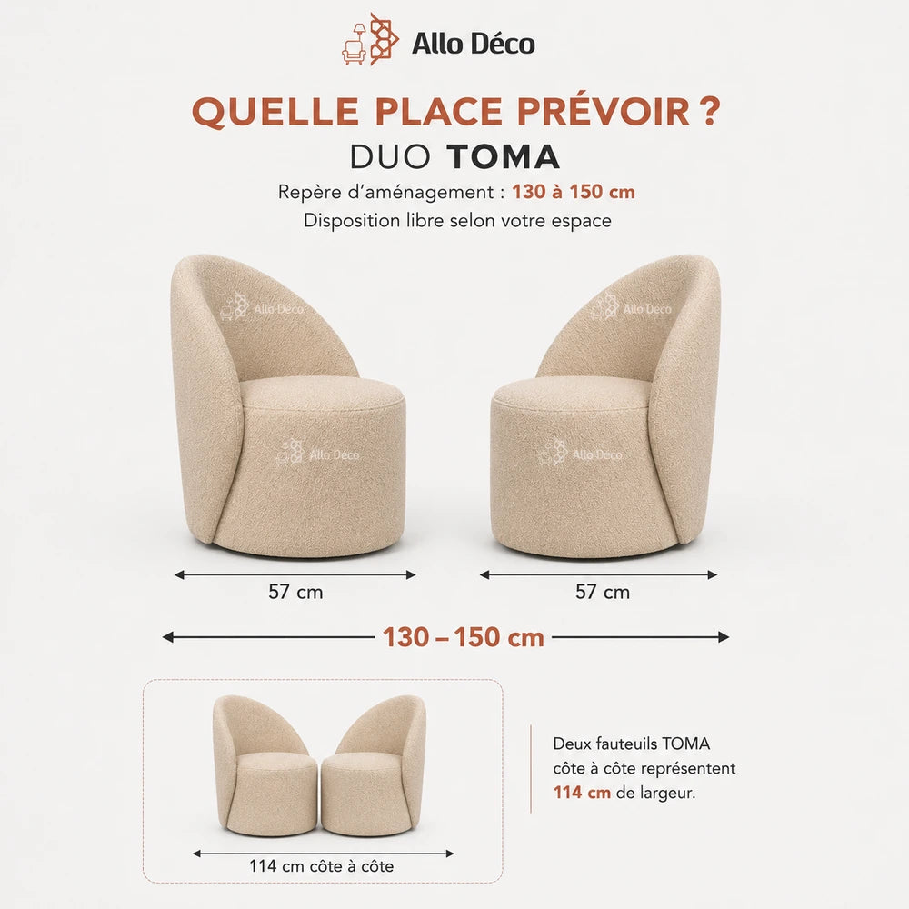 Pack 2 Mini Fauteuils TOMA Allodeco – Compacts & Élégants