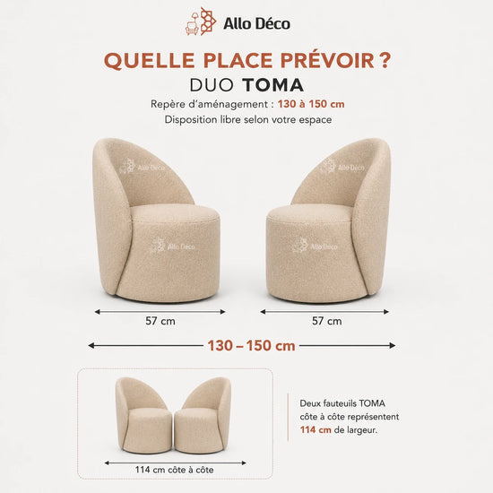 Pack 2 Mini Fauteuils TOMA Allodeco – Compacts & Élégants