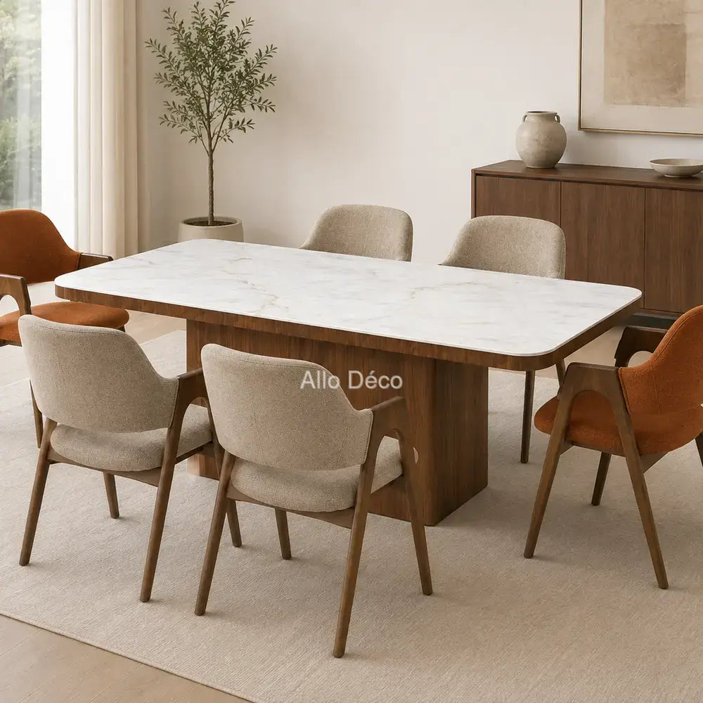 Table VENEZIA Allodeco – Céramique & finition noyer