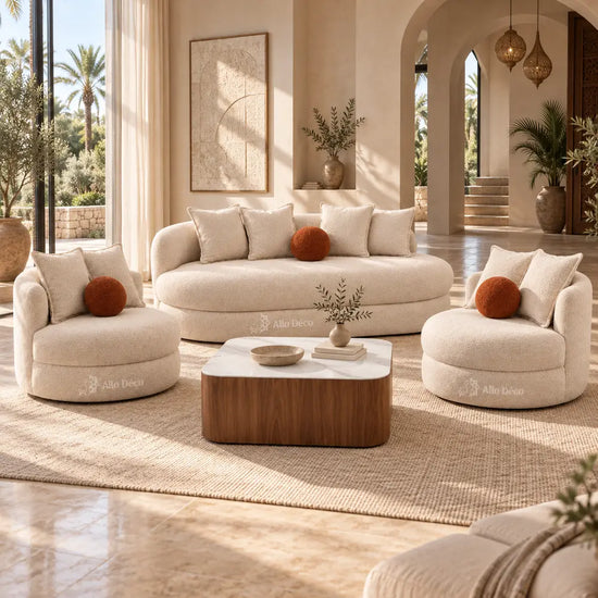 Pack SANTIAGO Allodeco – Canapé 3 Places + 2 Fauteuils BAMBO