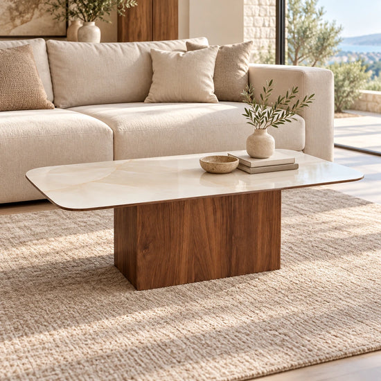 Table Basse Céramique VARENZA 120 Allodeco – Finition Noyer