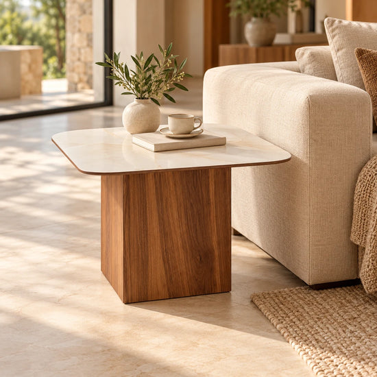 Table d'Appoint Céramique VARENZA 60 Allodeco – Finition Noyer