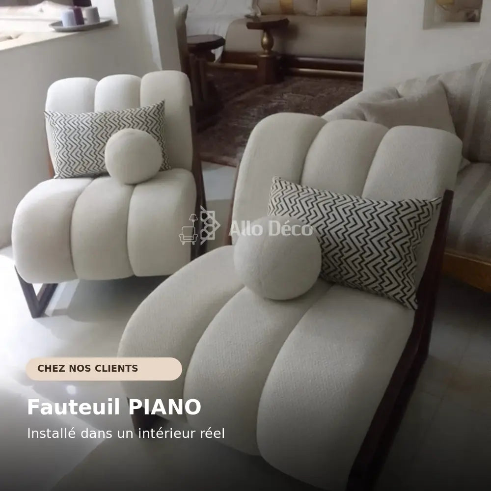 Fauteuil PIANO Allodeco – Bouclette & Bois Massif