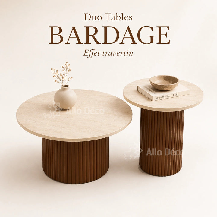 Duo Tables Basses Bardage Allodeco – Bois & Effet Travertin