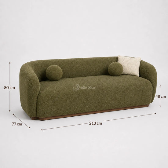 Canapé Milano Allodeco – 3 Places en Bouclette, Confort Premium & Design Sculptural