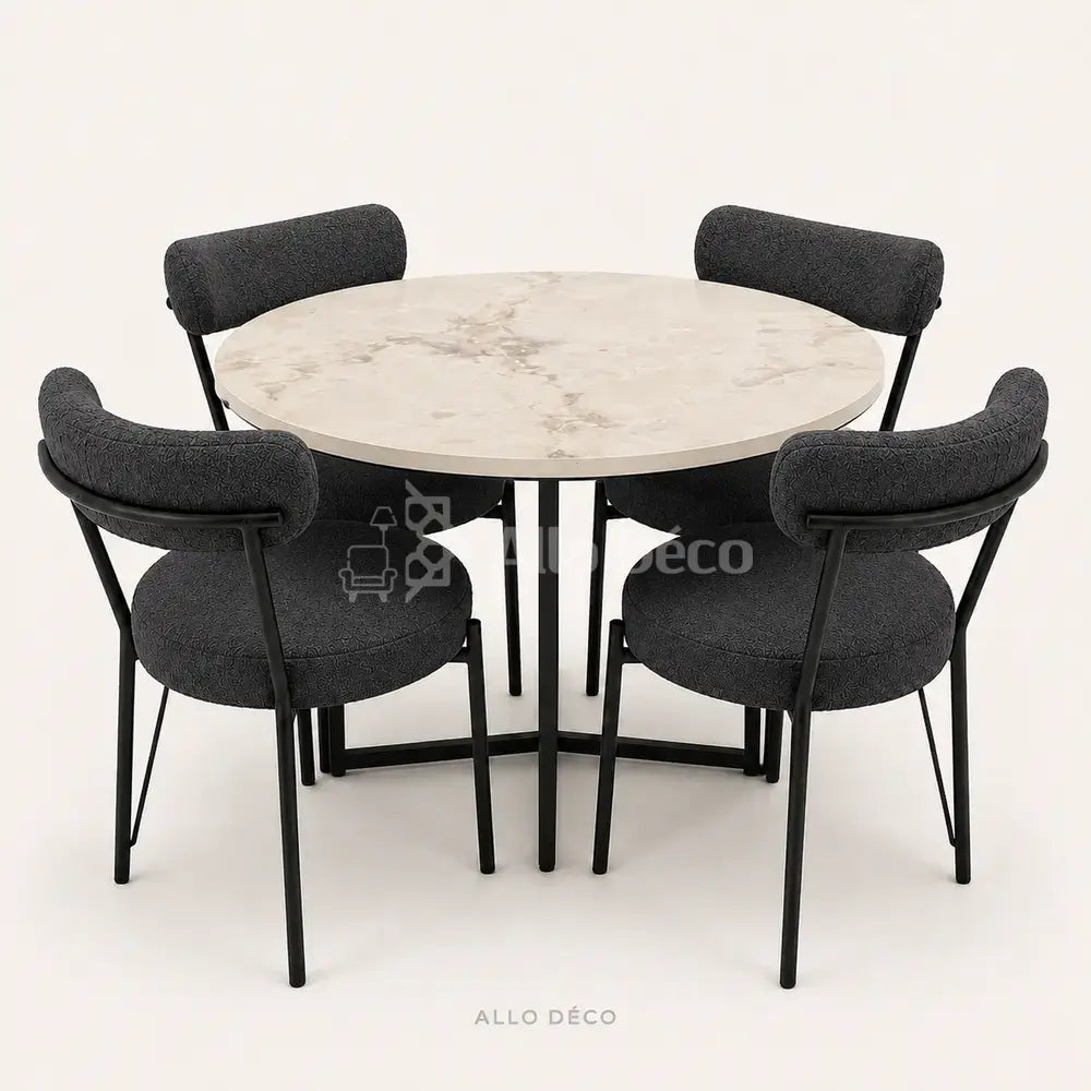 Pack Salle à Manger SEBAGO Allodeco – Table Ø100 + 4 Chaises