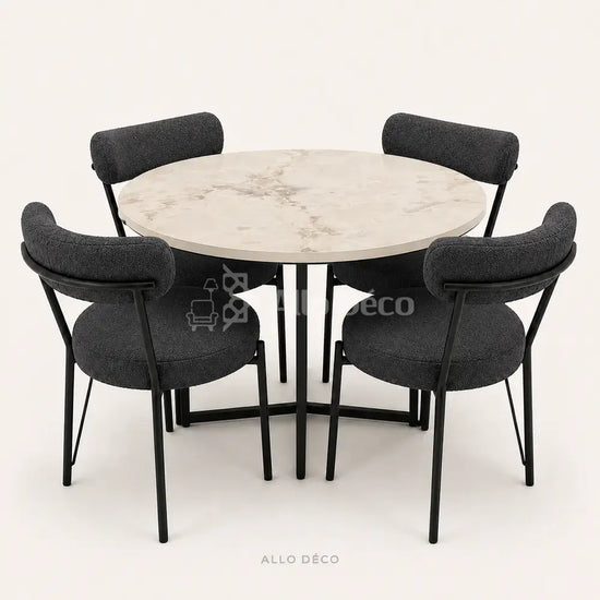 Pack Salle à Manger SEBAGO Allodeco – Table Ø100 + 4 Chaises