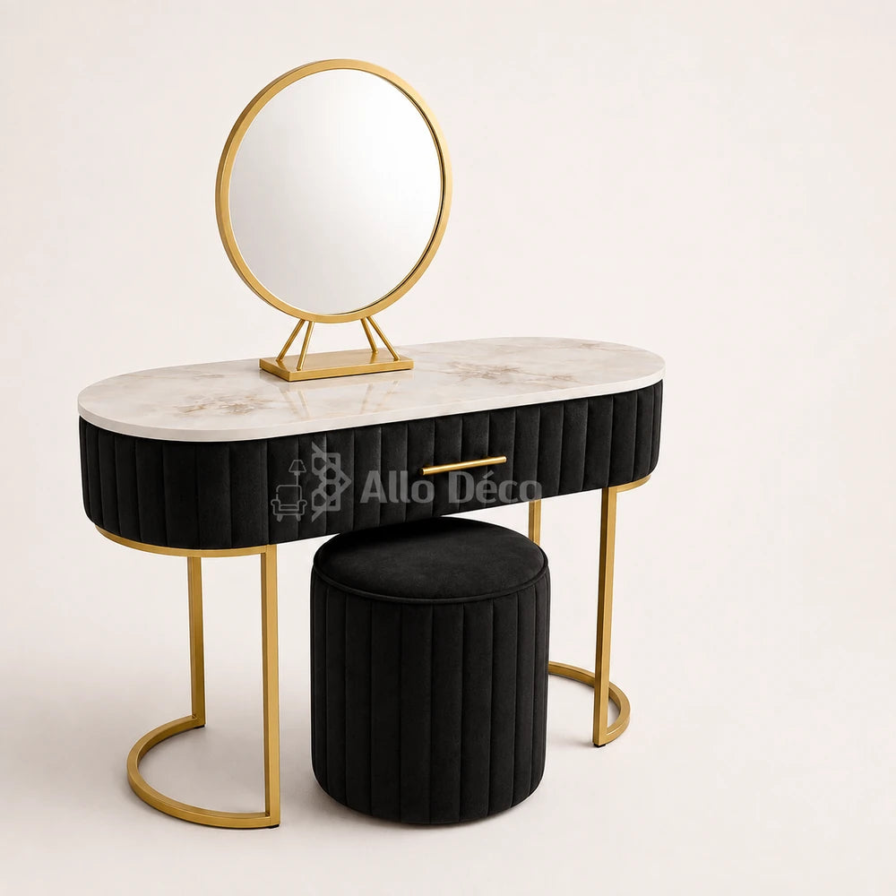 Pack Coiffeuse PRINCESSE Allodeco – Miroir + Tabouret Velours