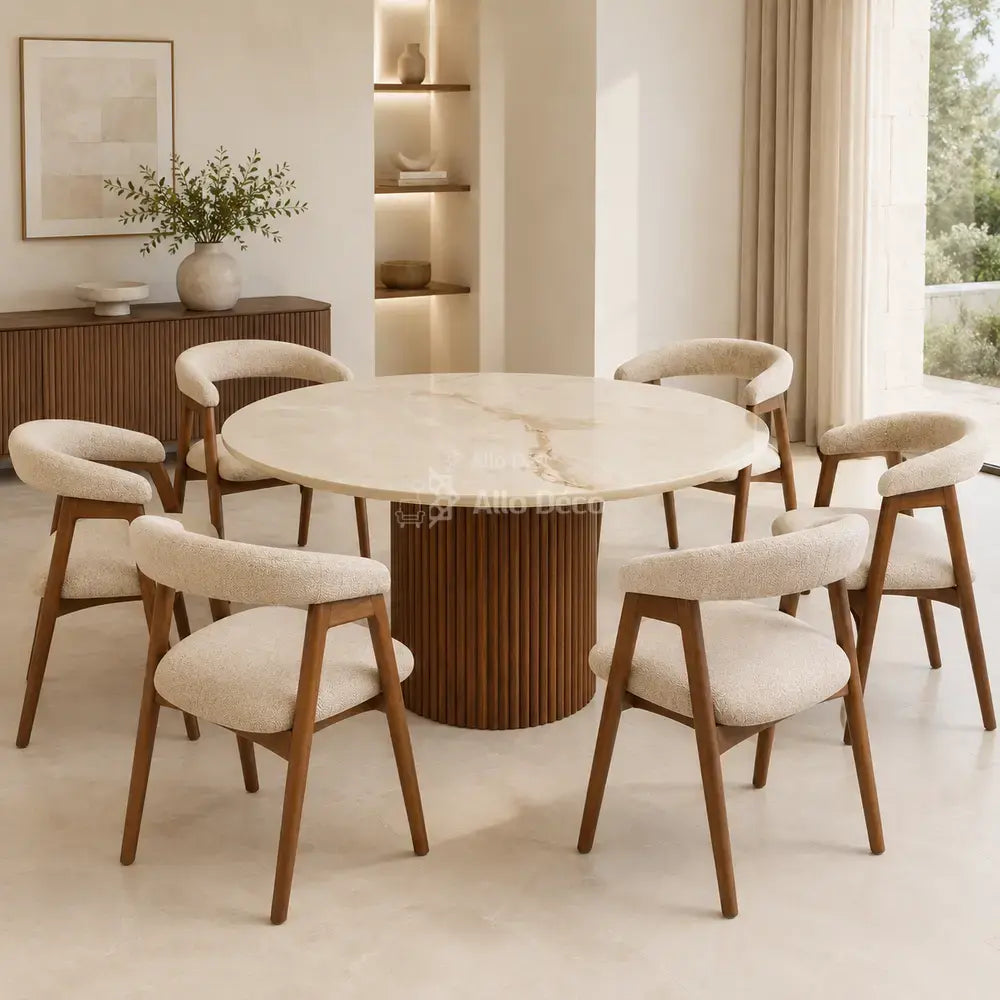 Table à Manger SOLENA Allodeco – Céramique & Bois Massif