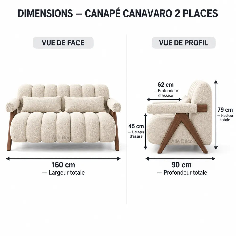 Canapé CANAVARO 2 Places Allodeco – Design Contemporain