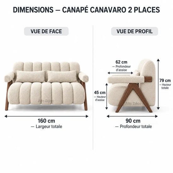 Canapé CANAVARO 2 Places Allodeco – Design Contemporain