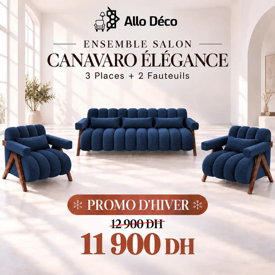 Ensemble Salon CANAVARO Élégance – 3 Places + 2 Fauteuils