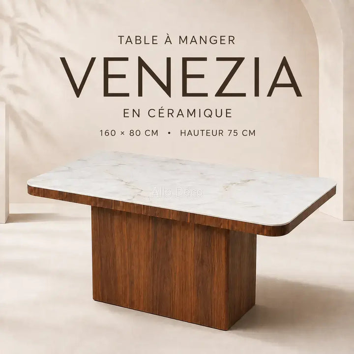 Table VENEZIA Allodeco – Céramique & finition noyer
