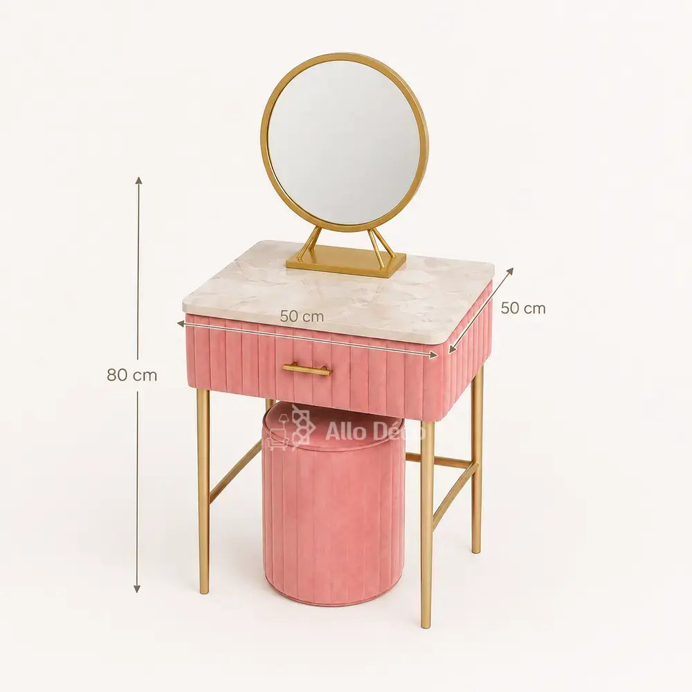 Mini Coiffeuse Princesse Allodeco – Compacte avec Miroir & Pouf