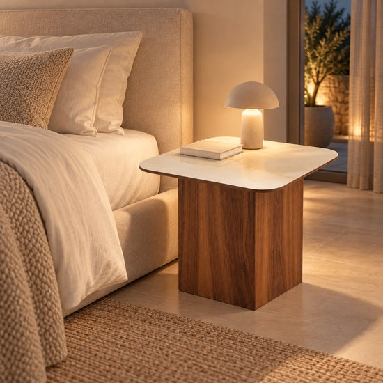 Table d'Appoint Céramique VARENZA 50 Allodeco – Finition Noyer