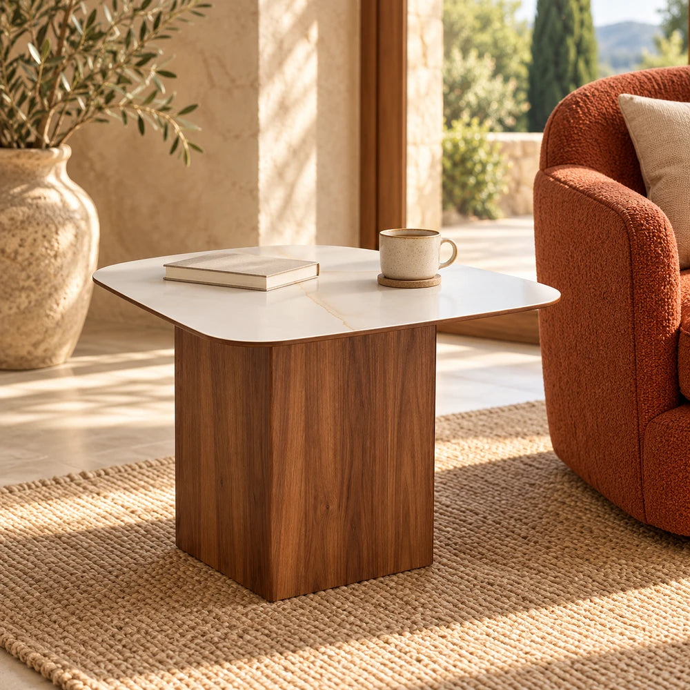 Table d'Appoint Céramique VARENZA 60 Allodeco – Finition Noyer