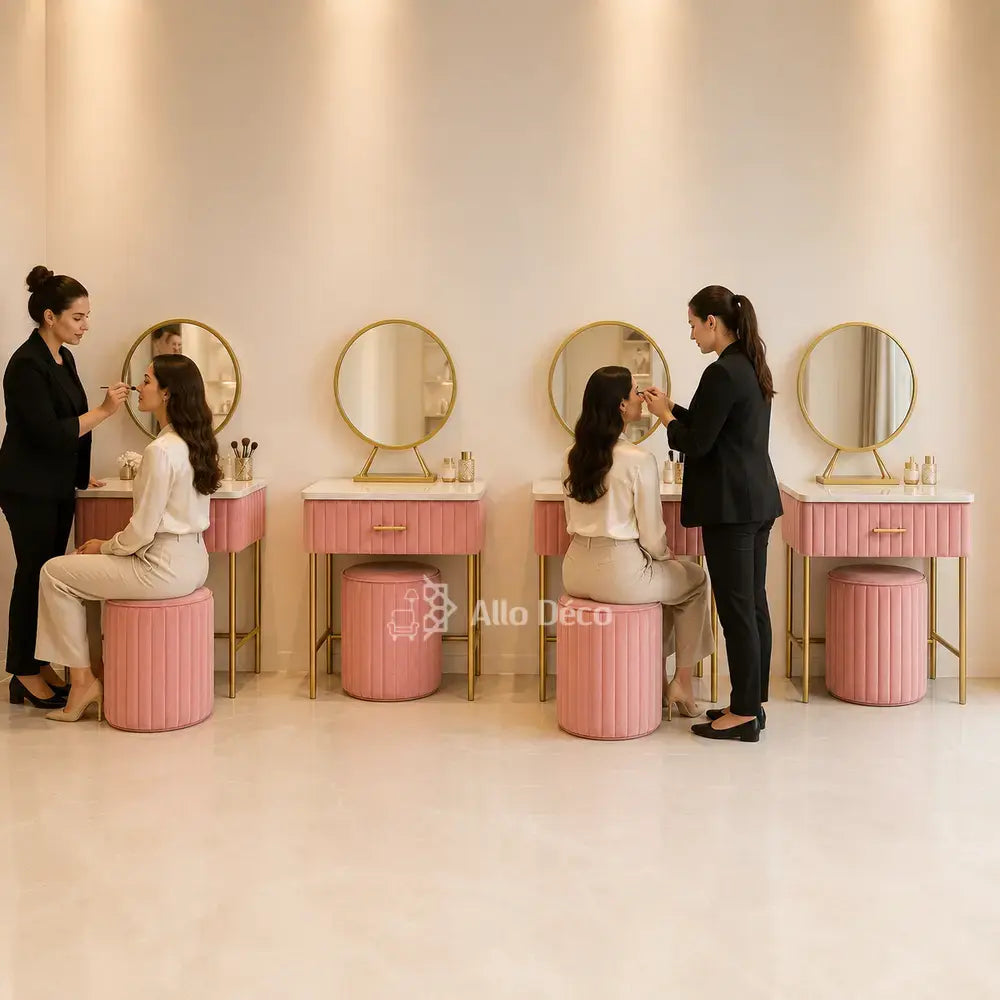 Mini Coiffeuse Princesse Allodeco – Compacte avec Miroir & Pouf