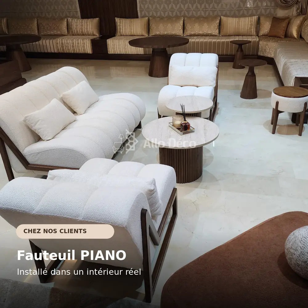 Fauteuil PIANO Allodeco – Bouclette & Bois Massif