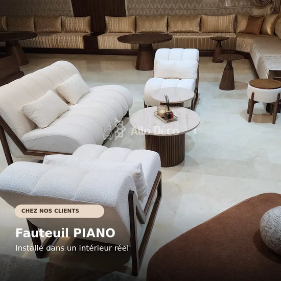Fauteuil PIANO Allodeco – Bouclette & Bois Massif