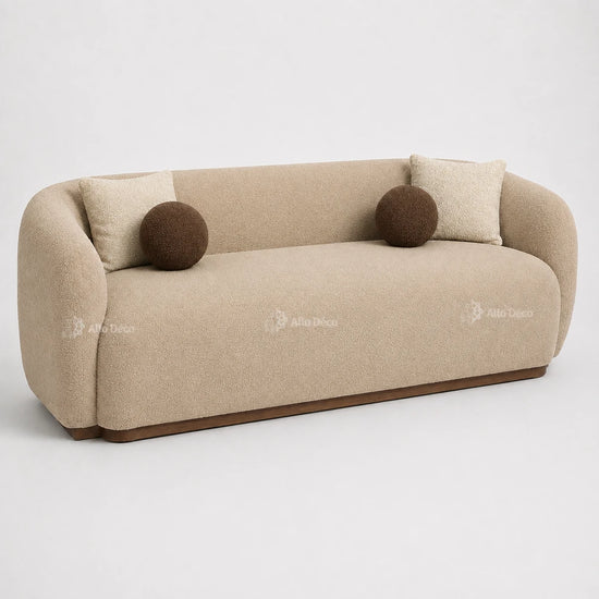 Canapé Milano Allodeco – 3 Places en Bouclette, Confort Premium & Design Sculptural