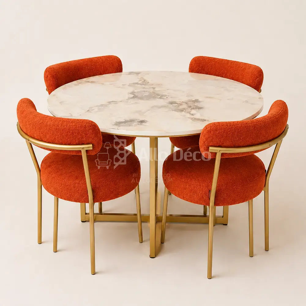 Pack Salle à Manger SEBAGO Allodeco – Table Ø100 + 4 Chaises